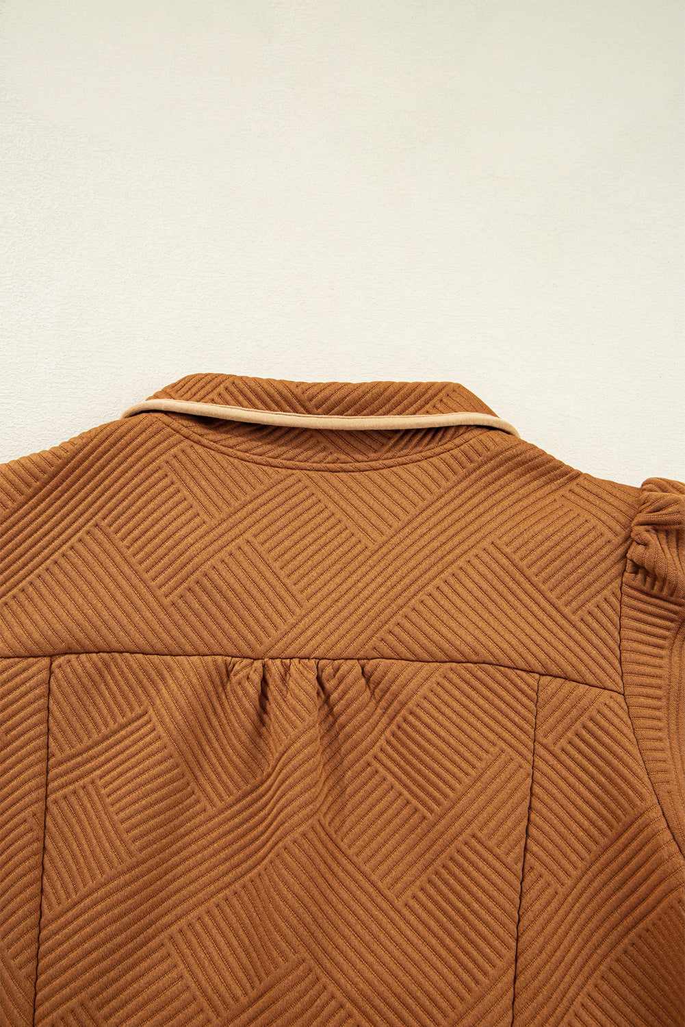Desert Gold Quarter Zip Collar Bracelet Sleeve Textured Mini Dress