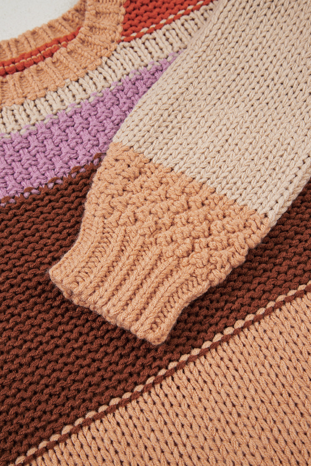 Multicolour Cropped Colorblock Drop Shoulder Knitted Sweater