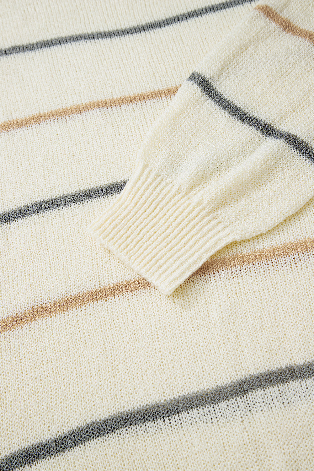 Multicolour Striped Ribbed Edge Drop Shoulder Sweater